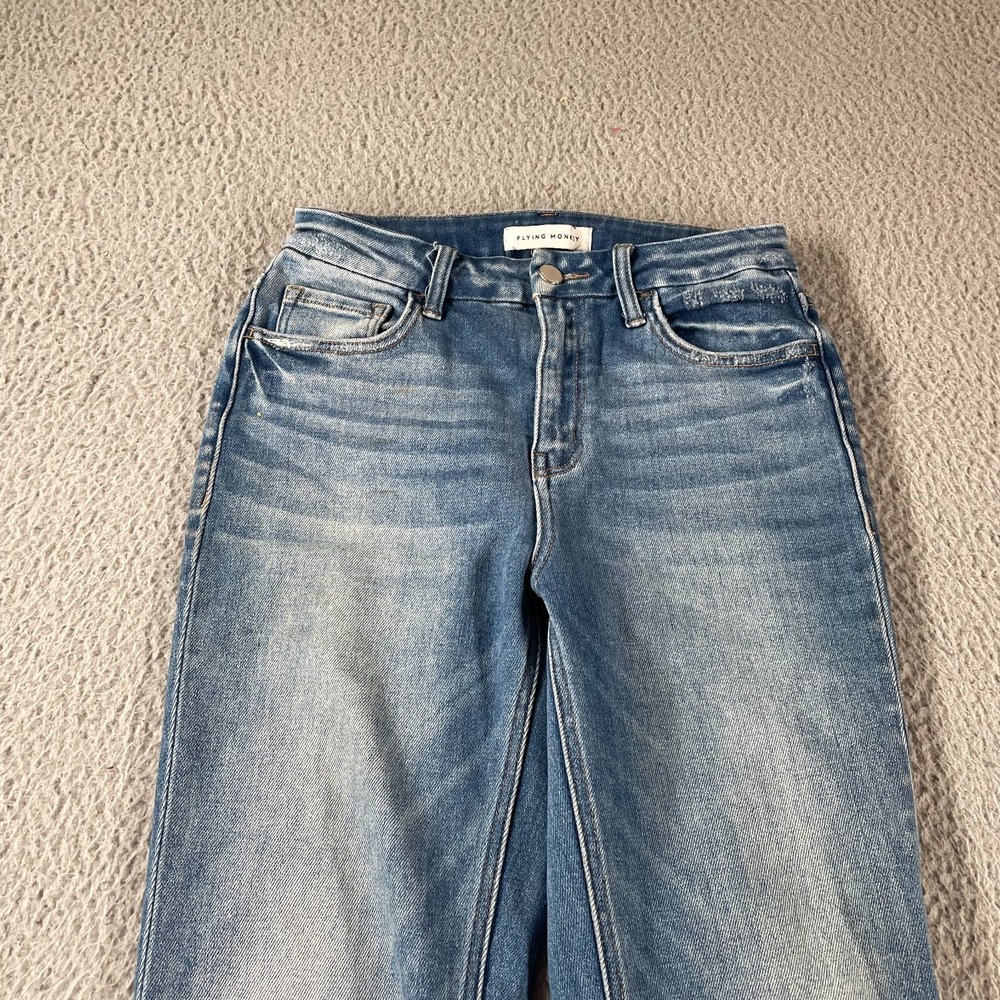 Flying Monkey Slim Straight Jeans Size 26 High Rise Medium Blue Stretch Poised - Picture 2 of 9